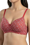 Zivame Padded Non Wired 3/4th Coverage Tshirt Bra - Red Flowy Floral — thumbnail 5